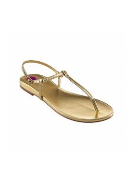 Nicole  Miller Glitz Gold Metallic Flat Sandals Size 8.5 Medium